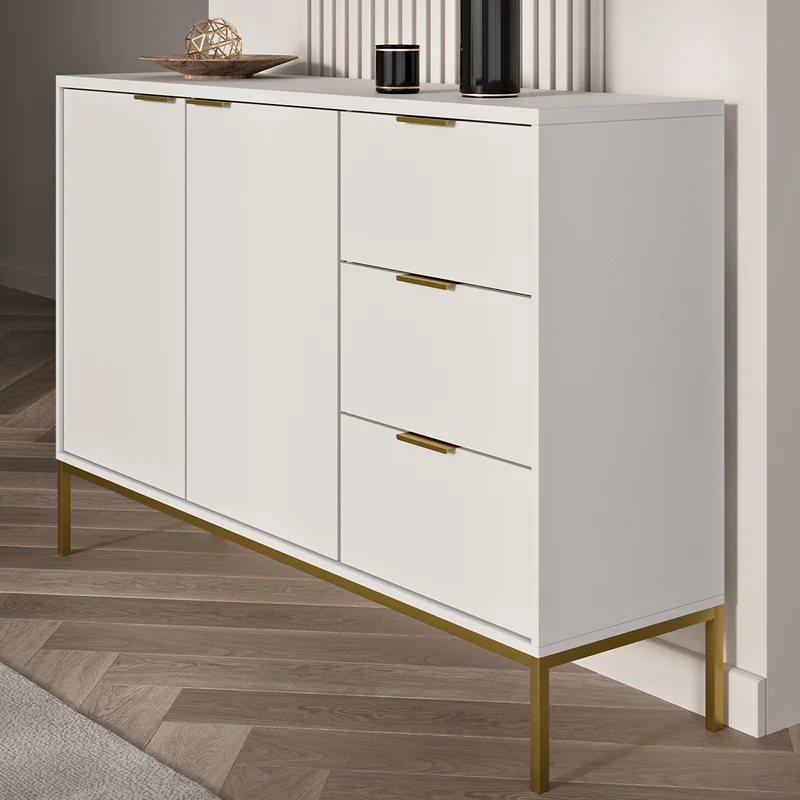 Buffet 2 portes 3 tiroirs Seattle Blanc