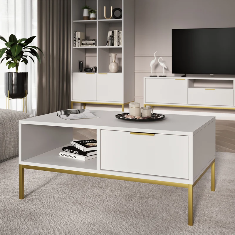 Table basse 80 cm Seattle Blanc