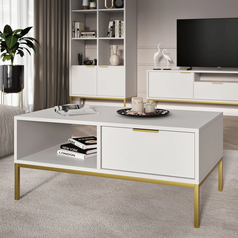 Table basse 100 cm Seattle Blanc