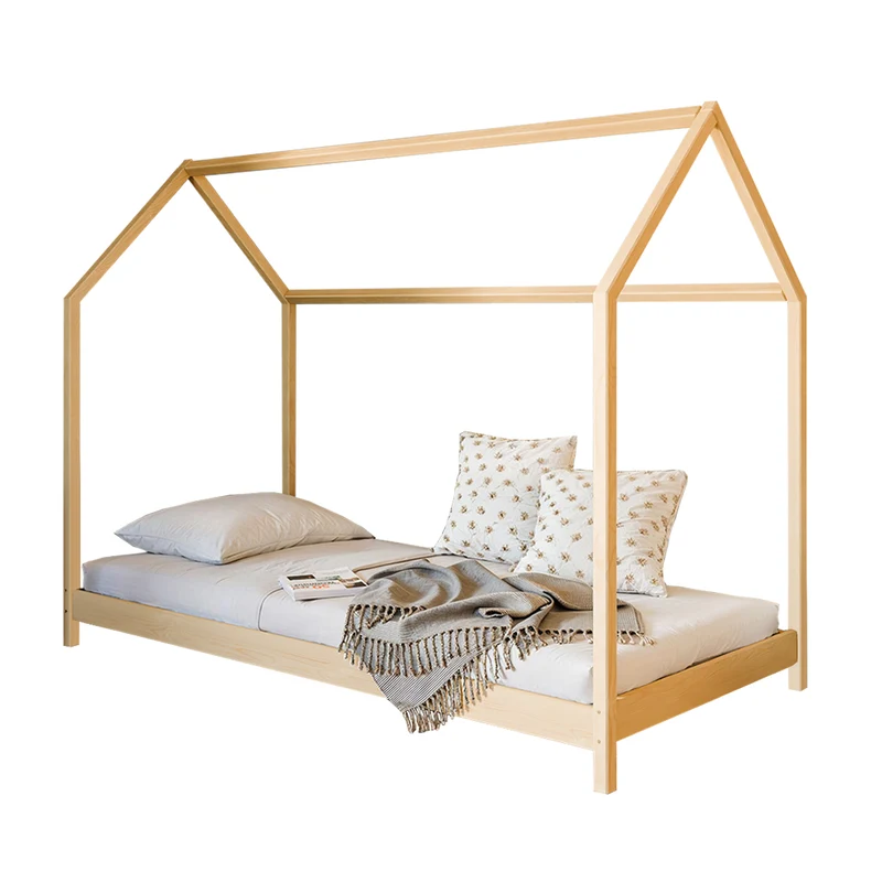 Lit cabane 90x200 sommier inclus Léonce Bois