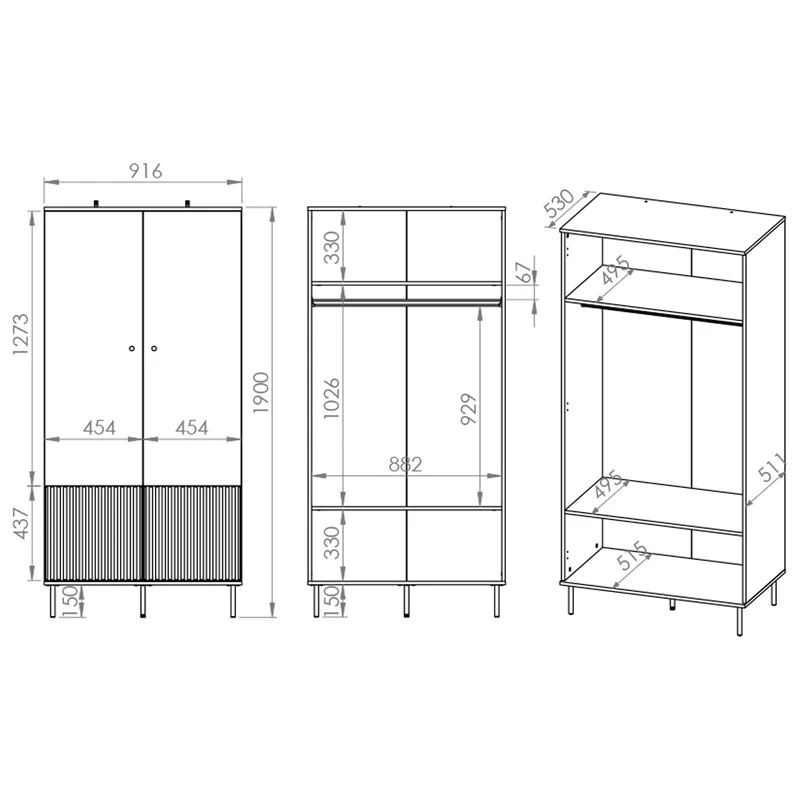 Armoire 2 portes Nova Cachemire