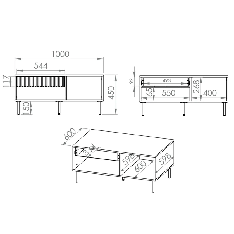 Table basse 1 tiroir Nova Cachemire