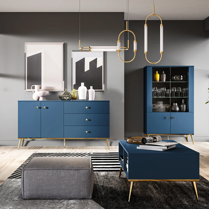 Buffet 2 portes 3 tiroirs Thalia Bleu
