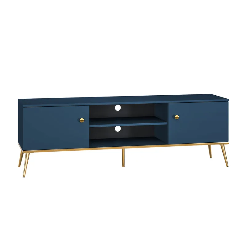 Meuble TV 2 portes 160 cm Thalia Bleu