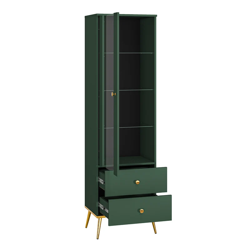 Vitrine 1 porte 2 tiroirs Thalia Vert