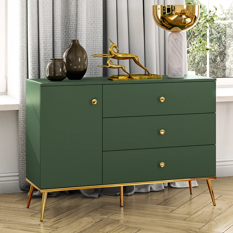 Buffet 1 porte 3 tiroirs Thalia Vert