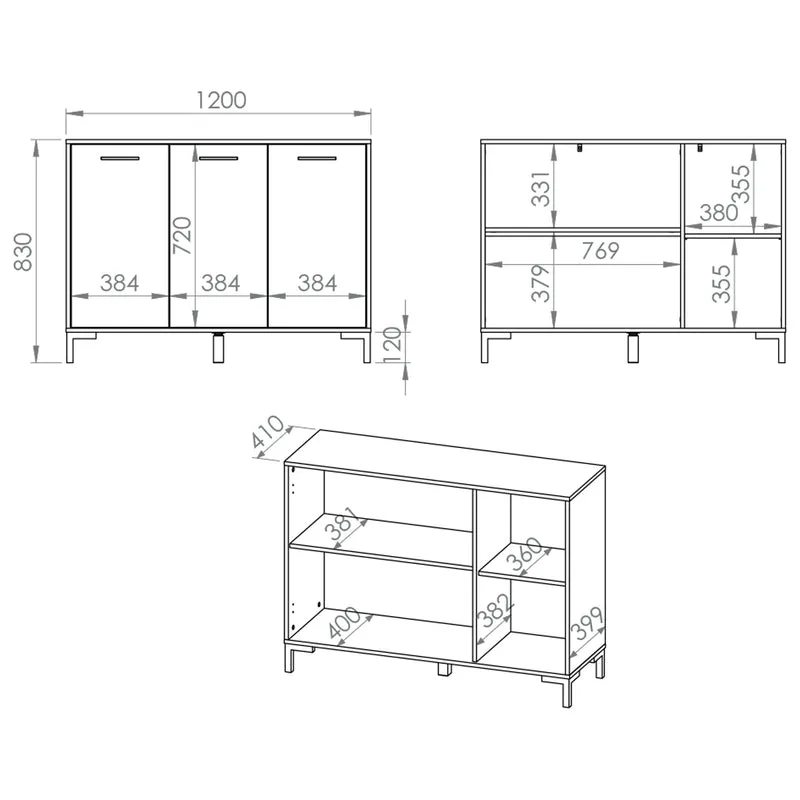 Buffet 3 portes Liora Bois