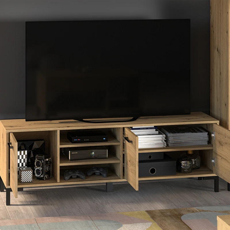 Meuble TV 3 portes 155 cm Liora Bois