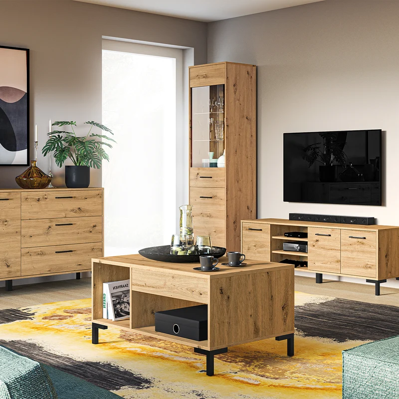 Meuble TV 3 portes 155 cm Liora Bois