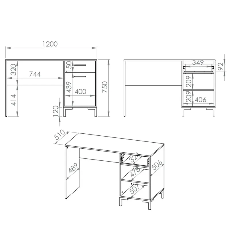 Bureau 1 porte 1 tiroir Liora Bois