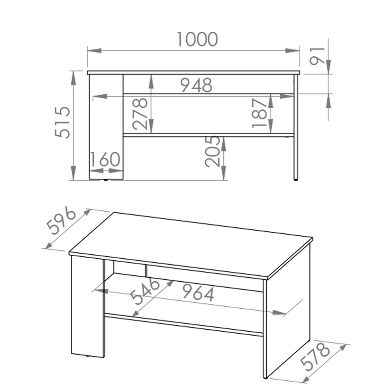 Table basse Orion Blanc et Effet béton