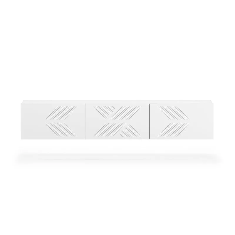 Meuble TV mural 3 portes 170 cm Aura Blanc