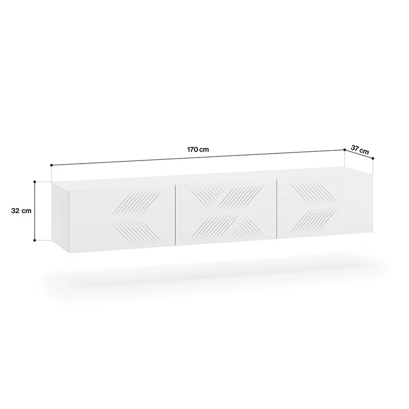 Meuble TV mural 3 portes 170 cm Aura Blanc