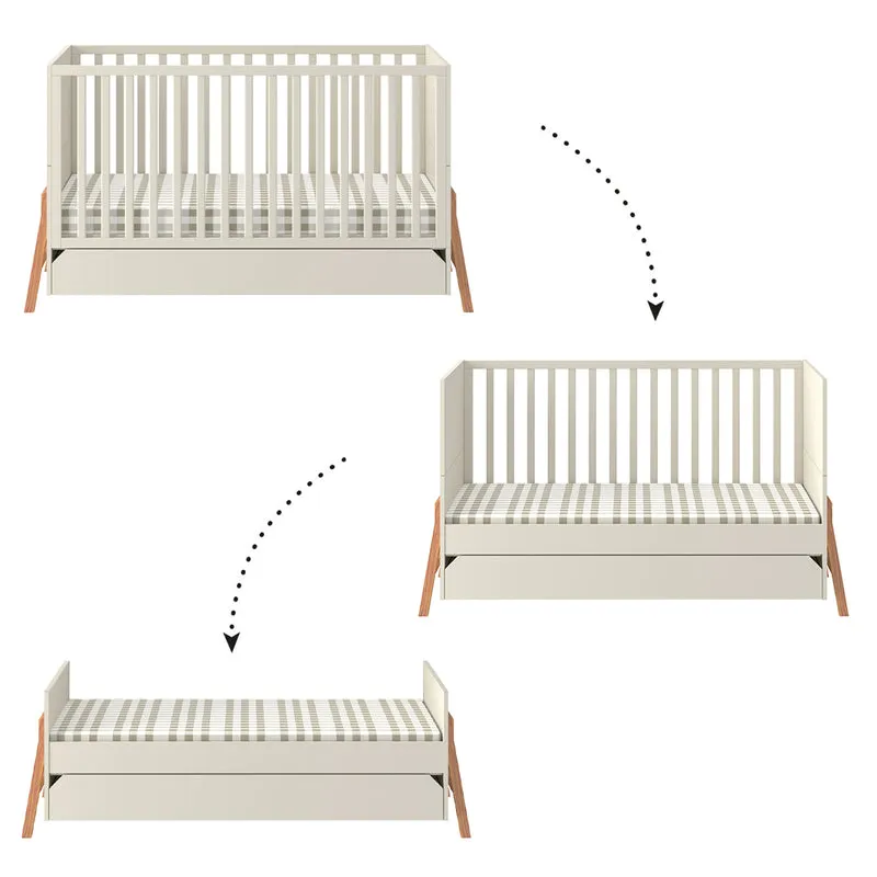 Lit évolutif 70x140 et commode 3 tiroirs Bellamy Lotta Cachemire