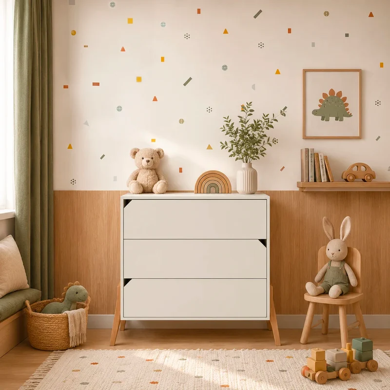 Commode 3 tiroirs et armoire 2 portes Bellamy Lotta Cachemire