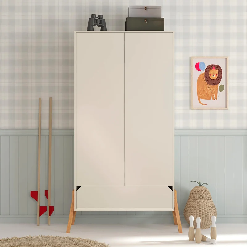 Armoire 2 portes 1 tiroir Bellamy Lotta Cachemire