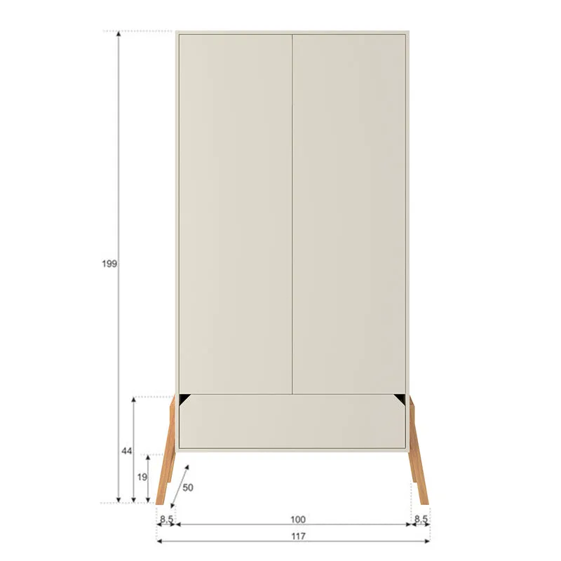 Armoire 2 portes 1 tiroir Bellamy Lotta Cachemire