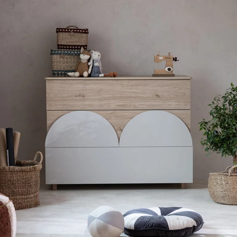 Commode 3 tiroirs et armoire 2 portes 1 tiroir Wood Luck Bloom - Cachemire et Bois