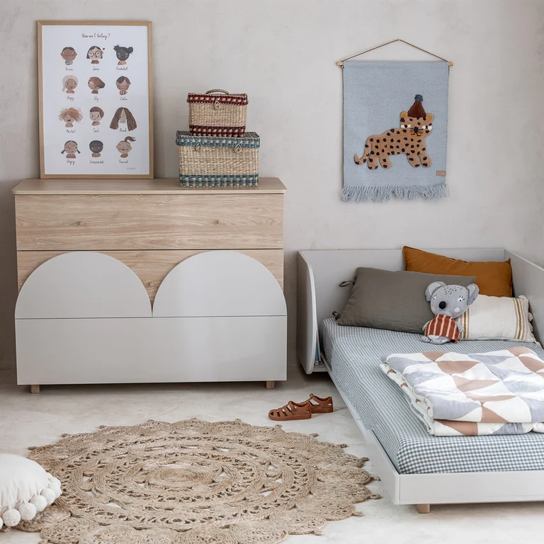 Lit évolutif 90x200 sommier inclus Wood Luck Bloom - Cachemire et Bois