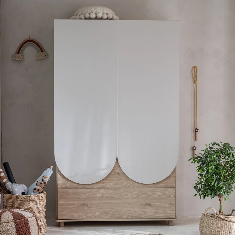 Armoire 2 portes 2 tiroirs Wood Luck Bloom - Cachemire et Bois