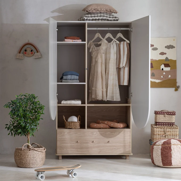 Armoire 2 portes 1 tiroir Wood Luck Bloom - Cachemire et Bois