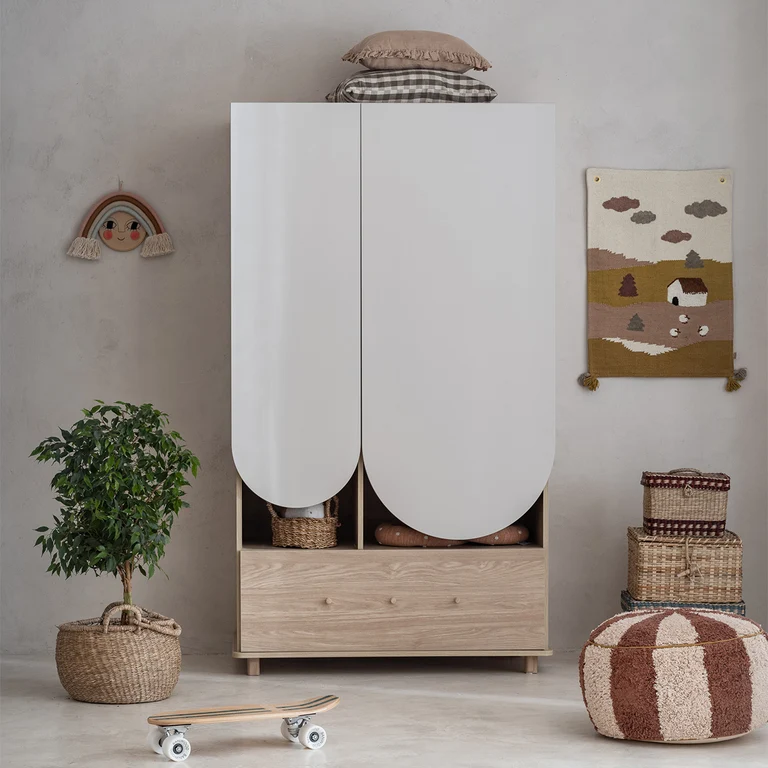 Armoire 2 portes 1 tiroir Wood Luck Bloom - Cachemire et Bois