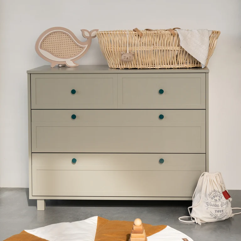 Lit évolutif 70x140 et commode 4 tiroirs Wood Luck Gabriel - Vert Eucalyptus