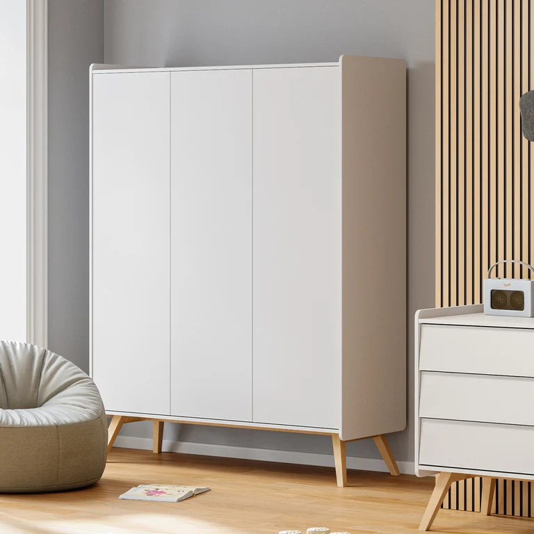 Armoire 3 portes Vox Vintage Blanc et Bois