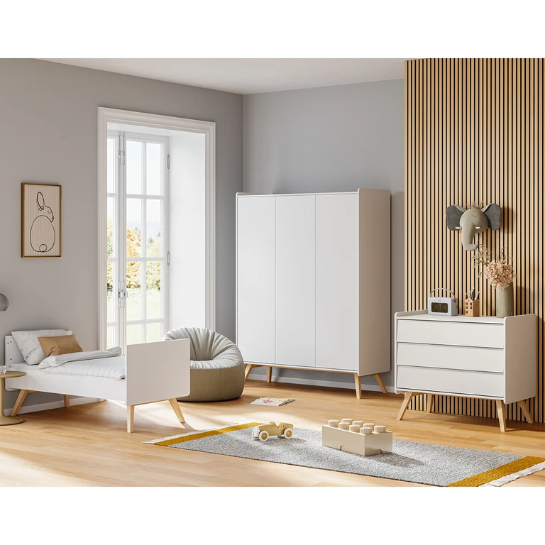Commode 3 tiroirs Vox Vintage Blanc et Bois
