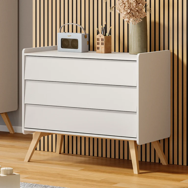 Commode 3 tiroirs Vox Vintage Blanc et Bois