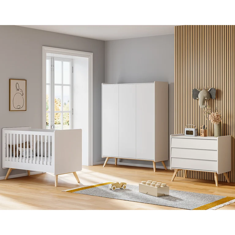 Commode 3 tiroirs Vox Vintage Blanc et Bois
