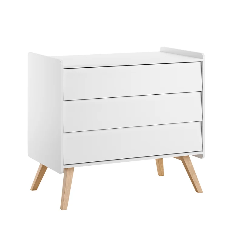 Lit évolutif 70x140 et commode 3 tiroirs Vox Vintage Blanc et Bois
