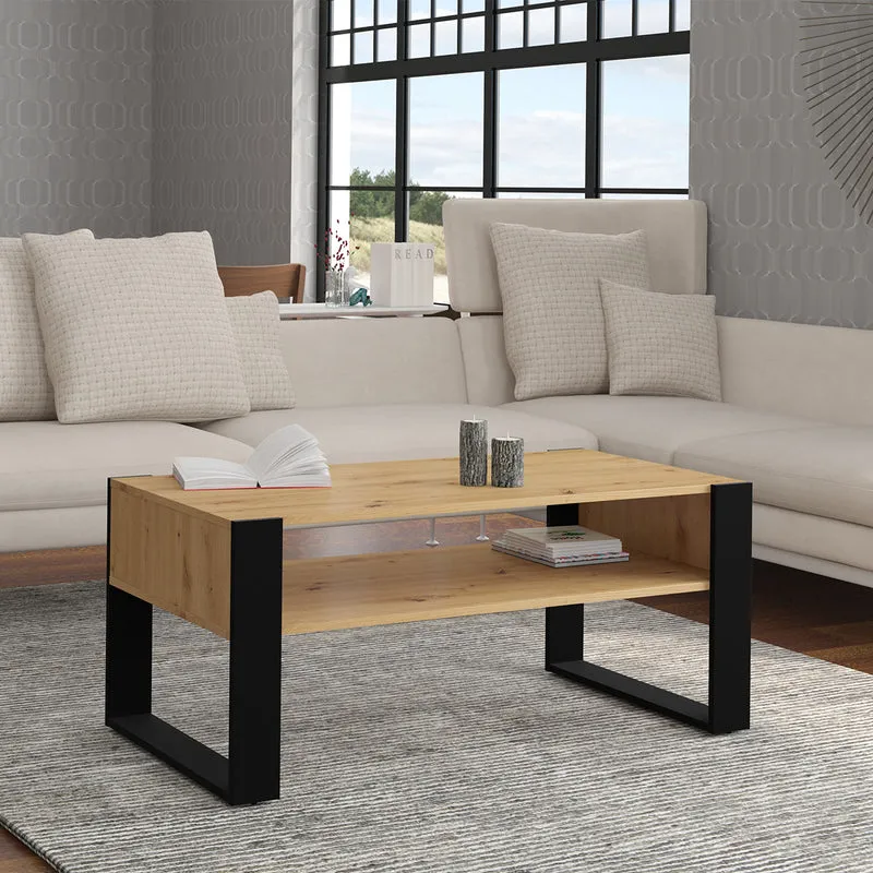 Table basse 110 cm Nouka Bois et Noir
