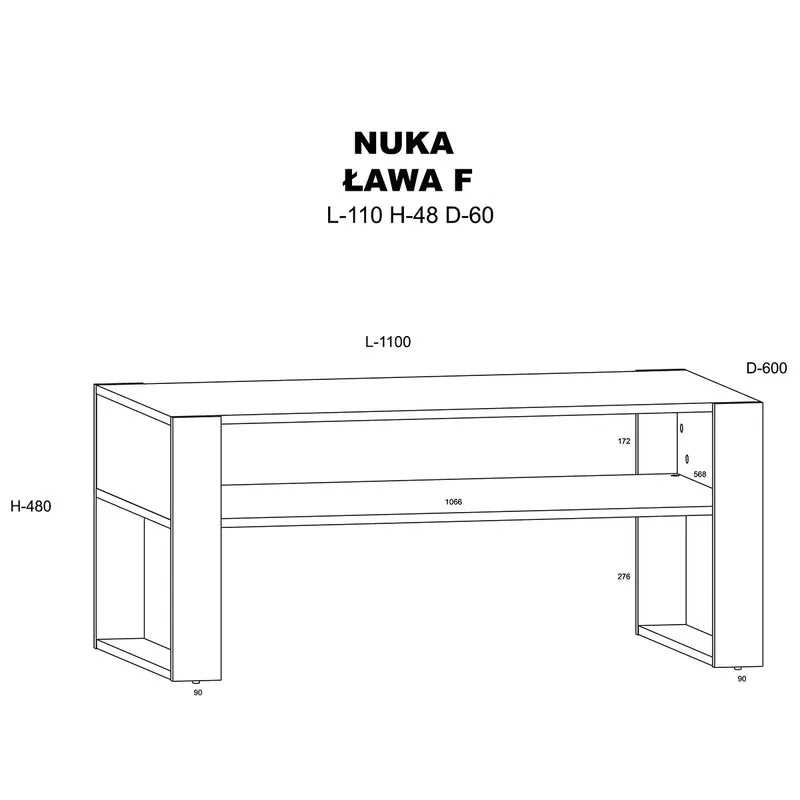 Table basse 110 cm Nouka Bois et Noir