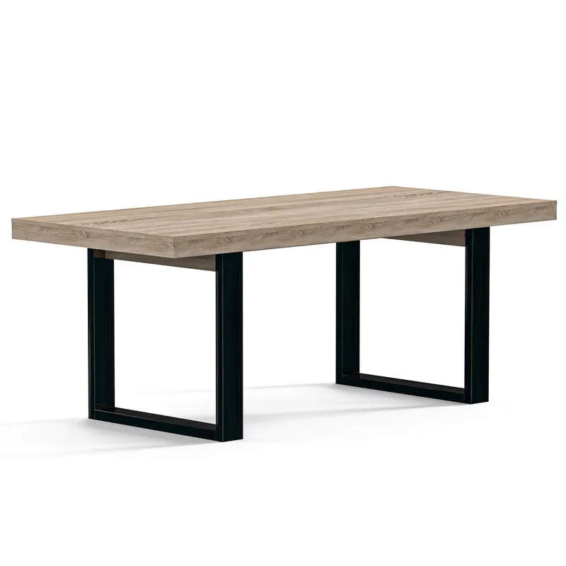 Table à manger 8 places Ayden Bois blanchi et Noir