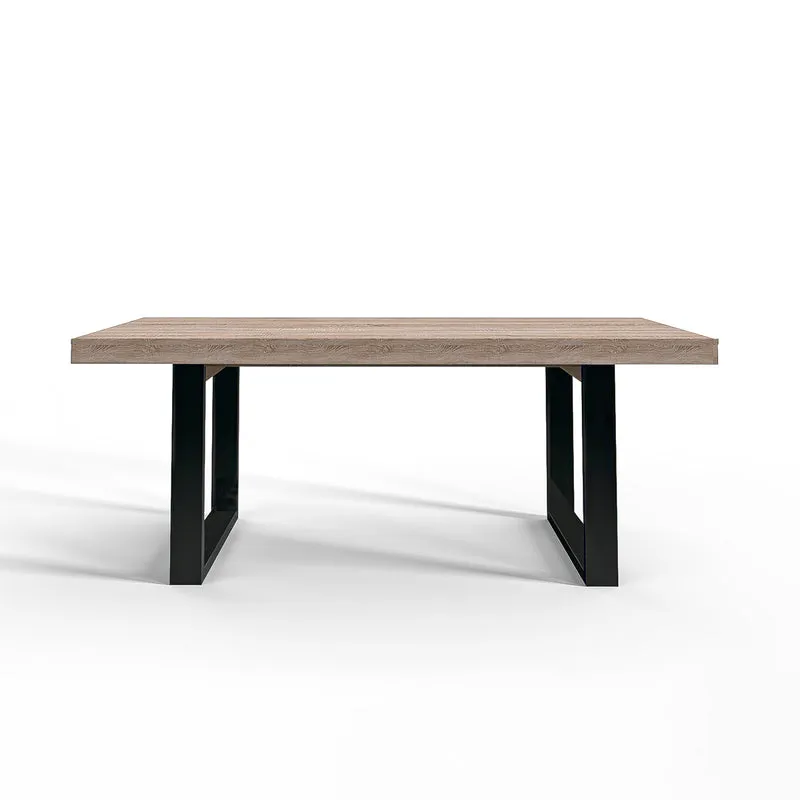 Table à manger 8 places Ayden Bois blanchi et Noir