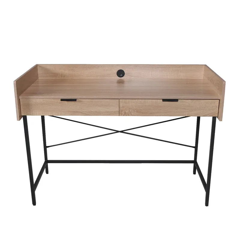 Bureau 2 tiroirs Suliac Bois blanchi et Noir