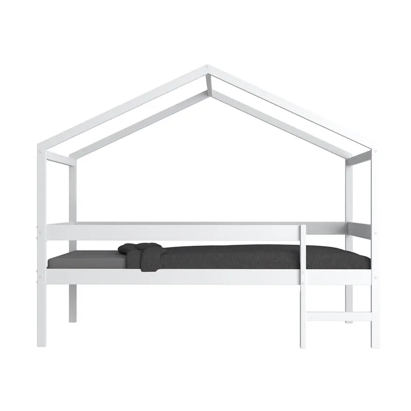 Lit cabane mi-hauteur 90x190 sommier inclus Penny Blanc