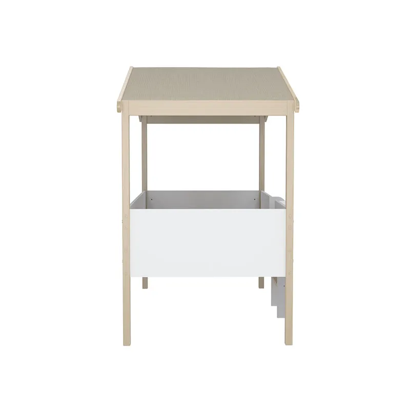 Lit cabane mi-hauteur 90x190 sommier inclus Kayla Bois et Blanc