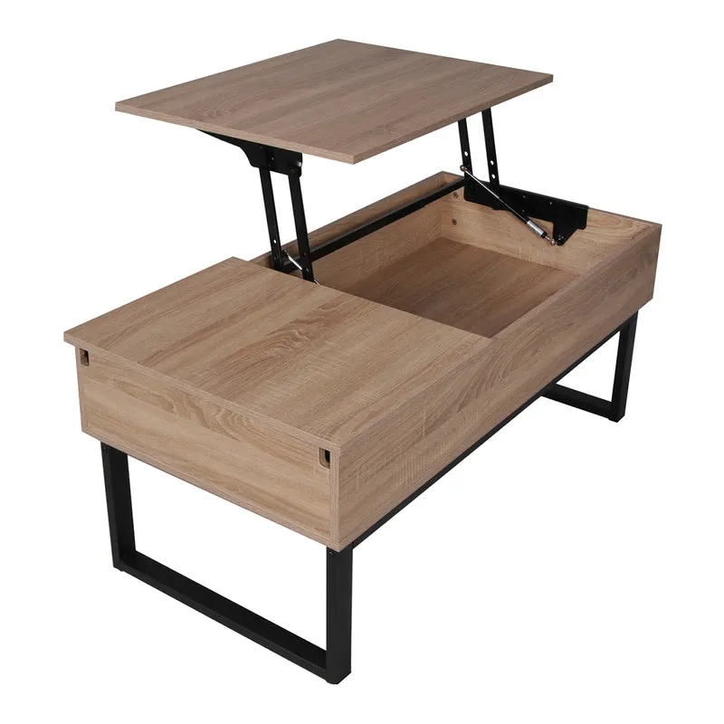 Table basse avec plateau relevable Gena Bois et Noir