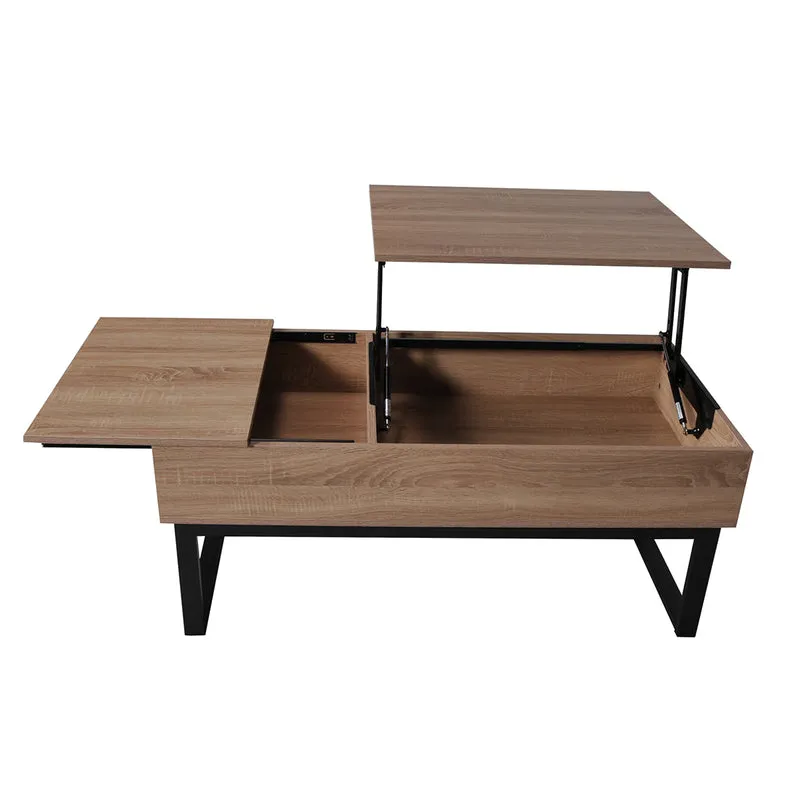 Table basse avec plateau relevable Gena Bois et Noir