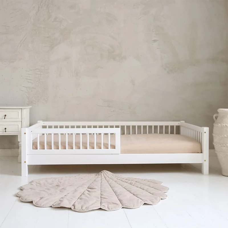 Lit 90x190 barrière et sommier inclus pieds 10 cm Adèle Blanc