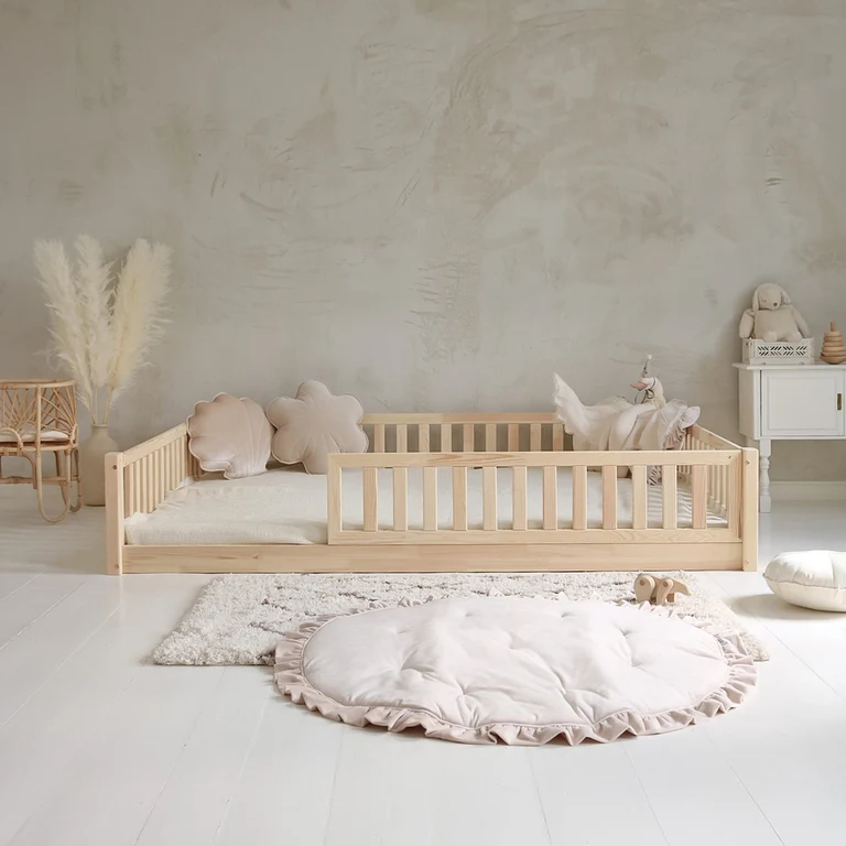 Lit 140x200 barrière et sommier inclus pieds 1 cm Agnès Bois