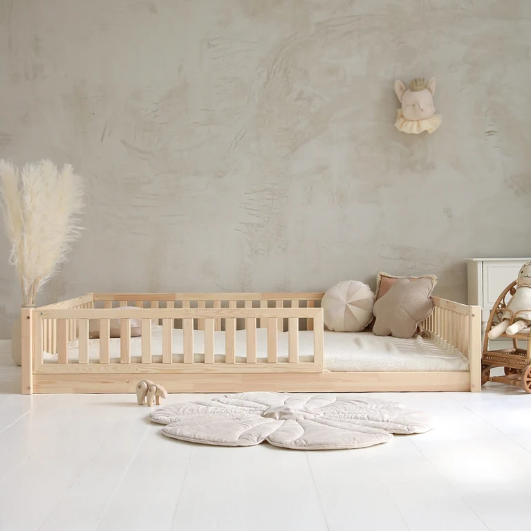 Lit 140x200 barrière et sommier inclus pieds 1 cm Agnès Bois