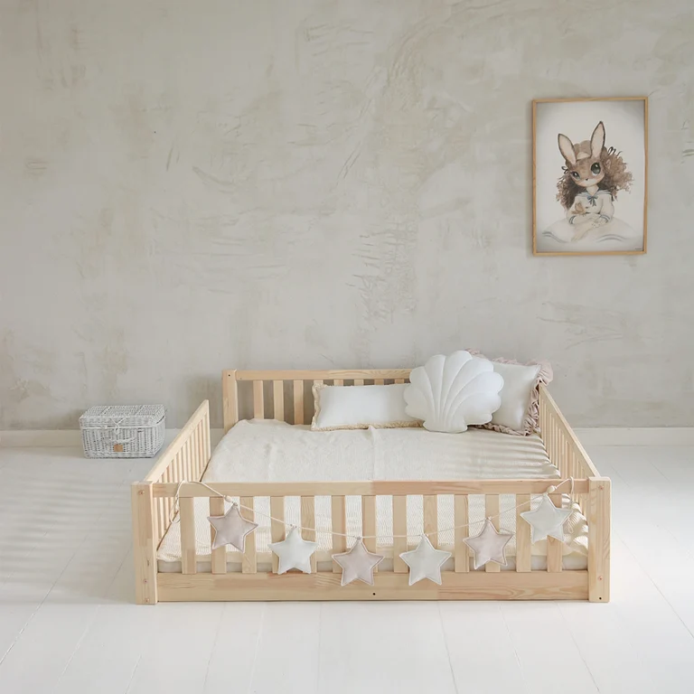 Lit 140x200 barrière et sommier inclus pieds 1 cm Agnès Bois