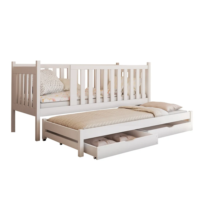 Lit 90x200 sommiers lit gigogne et tiroirs inclus Remy Blanc
