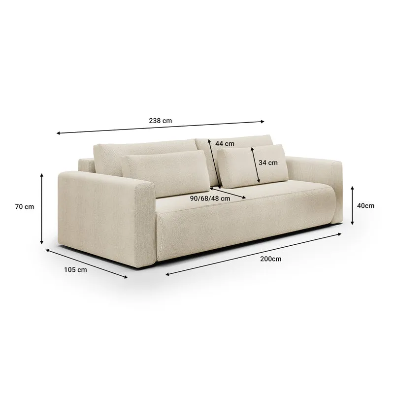 Canapé convertible 3 places coffre Evy Beige