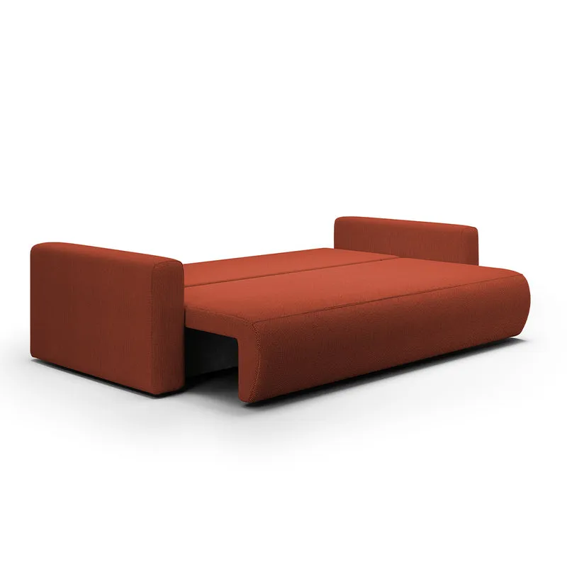 Canapé convertible 3 places coffre Evy Orange Brique