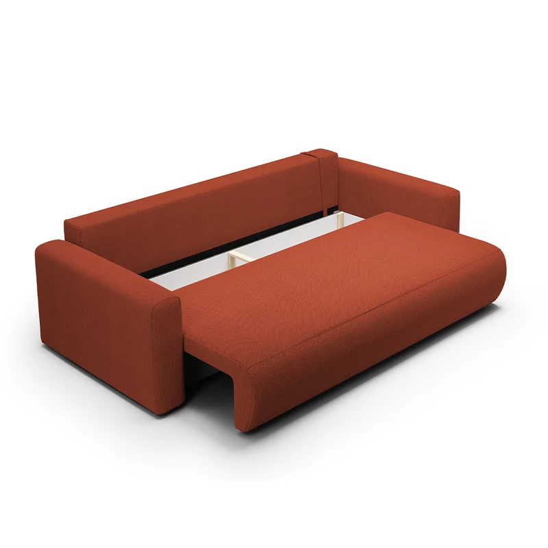 Canapé convertible 3 places coffre Evy Orange Brique