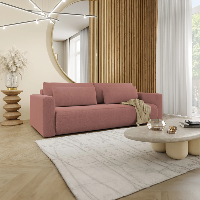 Canapé convertible 3 places coffre Evy Rose